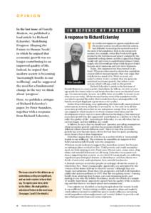 OPINION In the last issue of Family Matters, we published a lead article by Richard Eckersley, ‘Redefining Progress: Shaping the