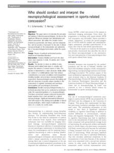 Downloaded from bjsm.bmj.com on December 6, Published by group.bmj.com  Supplement Who should conduct and interpret the neuropsychological assessment in sports-related