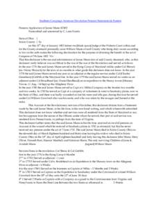 Southern Campaign American Revolution Pension Statements & Rosters Pension Application of James Munn R7492 Transcribed and annotated by C. Leon Harris State of Ohio } Scioto County } Ss on this 15th day of January 1853 b