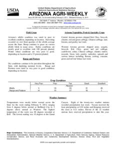 ARIZONA AGRI-WEEKLY Issue AZ-CW1406– For the week ending February 9, [removed]Released February 10, 2014 st 230 North 1 Avenue · Phoenix, AZ[removed][removed] · ([removed]FAX · www.nass.usda.gov/az