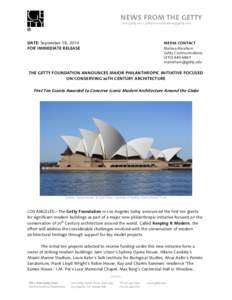 NEWS FROM THE GETTY news.getty.edu | [removed] DATE: September 18, 2014 FOR IMMEDIATE RELEASE