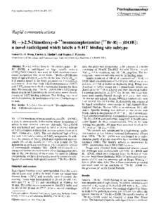 Psychopharmacology  Psychopharmacology[removed] :431~432 © Springer-Verlag 1988