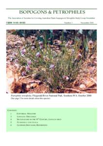 ISOPOGONS & PETROPHILES The Association of Societies for Growing Australian Plants Isopogon & Petrophile Study Group Newsletter ISSN[removed]Number 1
