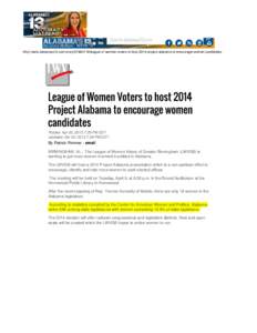 League of Women Voters to host 2014 Project Alabama to encourage - WVTM-TV: News, Weather, and Sports for Birmingham, AL