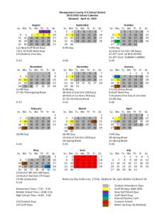 Montgomery County R-II School District[removed]School Calendar Adopted - April 11, 2013 August Su Mo Tu We Th 1