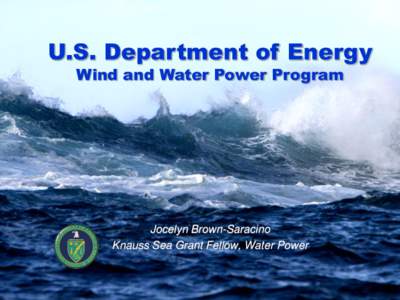U.S. Department of Energy Wind and Water Power Program Jocelyn Brown-Saracino Knauss Sea Grant Fellow, Water Power