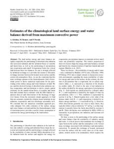 Hydrol. Earth Syst. Sci., 18, 2201–2218, 2014 www.hydrol-earth-syst-sci.netdoi:hess © Author(sCC Attribution 3.0 License.  Estimates of the climatological land surface energ