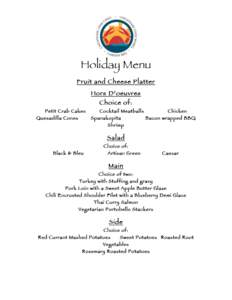 Holiday Menu Fruit and Cheese Platter Hors D’oeuvres