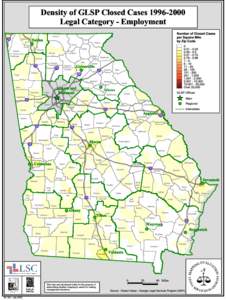 Density of GLSP Closed Cases[removed]Legal Category - Employment Fannin Dalton