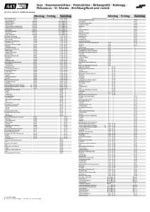 Graz - Hausmannstätten - Premstätten - Birkengreith - Kolmegg Pirkwiesen - St. Marein - Kirchberg/Raab und zurück  441 Am[removed]und[removed]Verkehr wie Samstag  Montag - Freitag