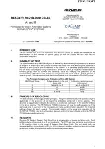 FINAL DRAFT  REAGENT RED BLOOD CELLS Manufactured for : OLYMPUS AMERICA INC