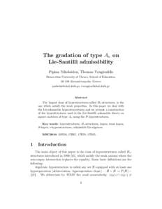 The gradation of type An on Lie-Santilli admissibility Pipina Nikolaidou, Thomas Vougiouklis Democritus University of Thrace, School of Education, Alexandroupolis, Greece , .