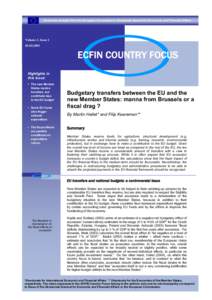 Economic analysis from the European Commission’s Directorate-General for Economic and Financial Affairs  Volume 2, Issue[removed]ECFIN COUNTRY FOCUS