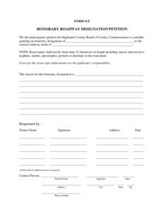 Microsoft Word - Form 8-Z - Honorary Roadway Designation Petition