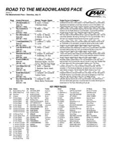 ROAD TO THE MEADOWLANDS PACE Week 10 The Meadowlands Pace – Saturday, July 12  RANK
