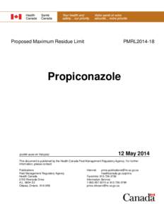 Agriculture / Food and drink / Food safety / Maximum Residue Limit / Pesticide residue / Food law / Codex Alimentarius / Pesticide / Propiconazole / Pesticides / Soil contamination / Environment