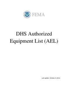 DHS Authorized Equipment List (AEL)