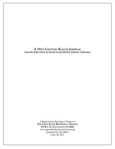 A 19th Century Ranch Journal  from the John Pierre & Myrtle Serres/Shirley Roberts Collection A Report from the Legacy Project of