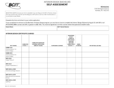 INTERIOR DESIGN (BACHELOR)  CLEAR FORM SELF-ASSESSMENT