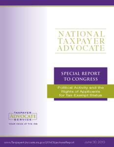 National Taxpayer Advocate Special Report to Congress June 30, 2013