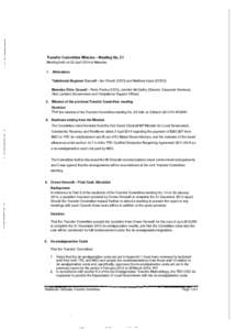 Transfer Committee Minutes - Meeting No. 21 Meeting held on 22 Aprif 2014 at Mareeba 1. Attendance Tablelands Regional Council-fan Church (CEO) and Matthew Hyde (DCEO)