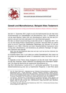 PDF: 77 KB. Norbert Lohfink: Gewalt und Monotheismus. Beispiel Altes Testament