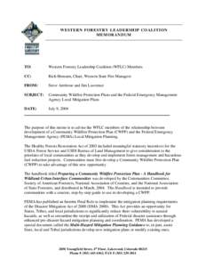 Community Wildfire Protection Plans and the Federal Emergency Management Agency Local Mitigation Plans