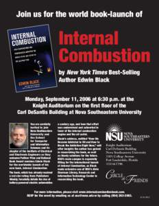 Join us for the world book-launch of  Internal Combustion by New York Times Best-Selling Author Edwin Black
