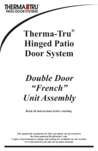 PATIO DOOR SYSTEMS  ® Therma-Tru Hinged Patio