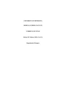 UNIVERSITY OF MINNESOTA  MEDICAL SCHOOL FACULTY CURRICULUM VITAE