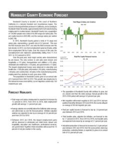 Humboldt County Economic Forecast Humboldt County is located on the coast of Northern California in a densely forested and mountainous region. The county is the largest timber producer in California, and according to Hum