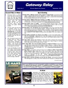 Gateway Relay Vol IV, No. 1 St Louis Sports Car Council  Council News & Notes