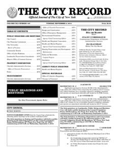 VOLUME CXLI NUMBER 169	  TUESDAY, SEPTEMBER 2, 2014 Office of Citywide Procurement��������������� 3273  TABLE OF CONTENTS