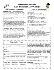 Jackson County Conservation[removed]Summer Day Camps 3-day Hurstville Center Camps:  1-day City Nature Camps: