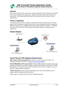 Digi Connect® Family Application Guide How to Create a VPN between Digi and Juniper Netscreen ________________________________________________________________________ Scenario Digi Connect family VPN router (for example