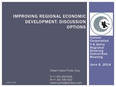 IMPROVING REGIONAL ECONOMIC DEVELOPMENT: DISCUSSION OPTIONS Calista Corporation Y-K Delta