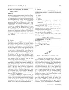 TUGboat, Volume[removed]), No. 2 A short introduction to METAPOST Klaus Höppner Abstract METAPOST is a program strongly related to Knuth’s orginal METAFONT. It uses nearly the same graphics language and syntax, but in