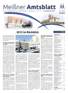 Meißner Amtsblatt Amtliche Mitteilungen der Stadt Meißen | Jahrgang 21 | Nr. 12 | 13. Dezemberim Rückblick