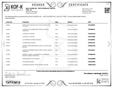 KOF-K  Kosher Supervision KOSHER