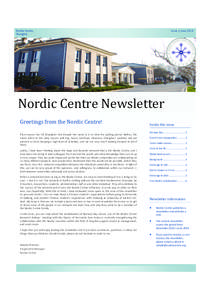 Nordic	Centre,	 Shanghai Issue	1,	June	2014	  Nordic	Centre	Newsletter