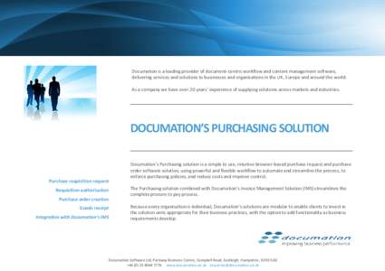 Documation is a leading provider of document-centric workflow and content management software, delivering services and solutions to businesses and organisations in the UK, Europe and around the world. As a company we hav
