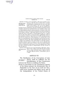 CONSTITUTION OF THE UNITED STATES [ARTICLE VII] § 205–§ 207  Questions of sanity (I, 441) and loyalty (I, 448) seem to pertain to competency to take the oath as distinct from a question