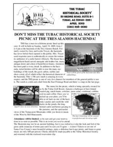 THE TUBAC HISTORICAL SOCIETY 50 BRIDGE ROAD, SUITE B-1 TUBAC, AZ 85646—3261 APRIL[removed]—2020