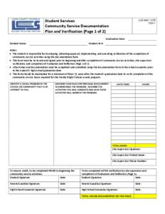 Student Services Community Service Documentation Plan and Verification (Page 1 of 2) LCS[removed]