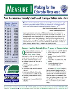 MEASURE I  Working for the Colorado River area  San Bernardino County’s half-cent transportation sales tax