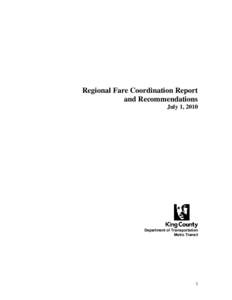 Regional Fare Coordination -- Report and Recommendations