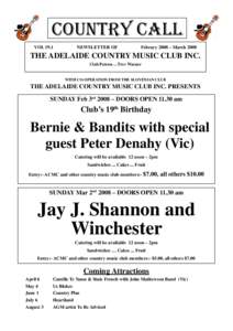 Adelaide Country Music Club Country Call FebMar 2008 Issue - Vol 19.1