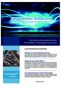 Electrokinetic-Enhanced In Situ Biological and Chemical Remediation Cost Effective Remediation of Low Permeability or Heterogeneous Systems ELECTROKINETICS OVERVIEW