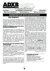 ADXB Rundbrief O S T E R R E I C H No3/2003 DIE ÖSTERREICH-INFORMATION