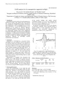 Photon Factory Activity Report 2012 #B  BL-9C/2010G109 XAFS analysis for Au nanoparticles supported on MgO Keya Layek1, M. Lakshmi Kantam1 and Takehiko Sasaki2*